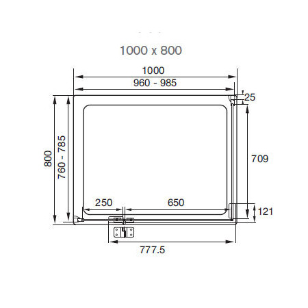 Aquadart Hinge Shower Door & Side Panel 1000 x 800mm-2